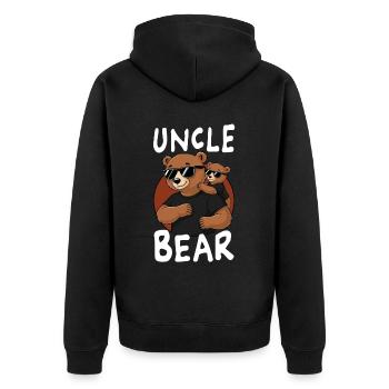 Uncle Bear - Unisex Premium Bio Zip Hoodie - Schwarz - Hinten - Nico (187cm)