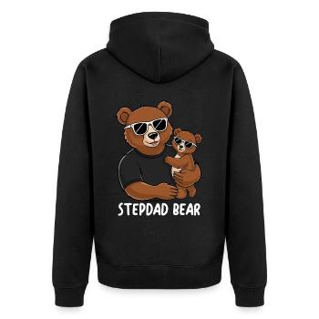 Stepdad Bear - Unisex Premium Bio Zip Hoodie - Schwarz - Hinten - Nico (187cm)
