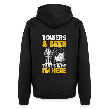 Industriekletterer Tower Climber Industrieklettern - Unisex Premium Bio Zip Hoodie - Schwarz - Hinten - Nico (187cm)