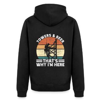 Industriekletterer Tower Climber Industrieklettern - Unisex Premium Bio Zip Hoodie - Schwarz - Hinten - Nico (187cm)