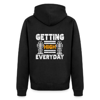 Industrial Climbers Tower Climbers Industrial Climbing - Unisex Premium Organic Zip Hoodie - black - Back - Nico (187cm)