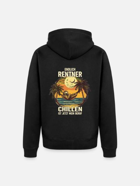 "Finally Pensioner" Chilling Sloth - Unisex Premium Organic Zip Hoodie - black