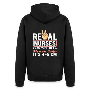 Echte Hebammen Wissen 4-5 Cm Zeichen - Unisex Premium Bio Zip Hoodie - Schwarz - Hinten - Nico (187cm)
