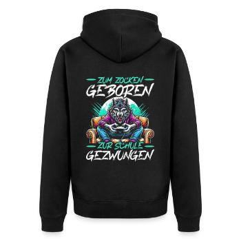 Né pour jouer Forcé d’aller à l’école Loup - Veste à capuche bio Premium Unisexe - noir - Dos - Nico (187cm)