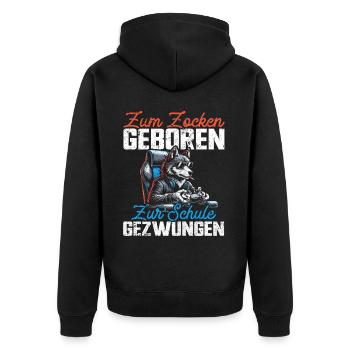 Né pour jouer Forcé d’aller à l’école Loup - Veste à capuche bio Premium Unisexe - noir - Dos - Nico (187cm)