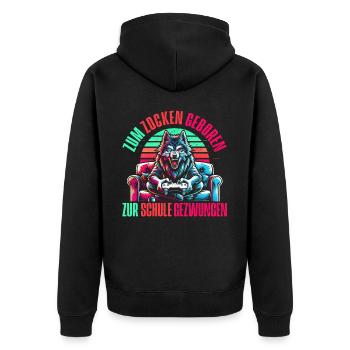 Né pour jouer Forcé d’aller à l’école Loup - Veste à capuche bio Premium Unisexe - noir - Dos - Nico (187cm)
