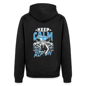 Springboard Jumping Keep Calm And Rip On - Unisex Premium Organic Zip Hoodie - black - Back - Nico (187cm)