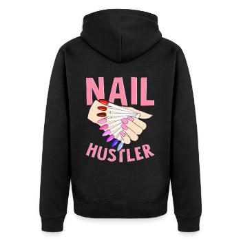 Nageltechniker Nail Artist Nail Tech - Unisex Premium Bio Zip Hoodie - Schwarz - Hinten - Nico (187cm)