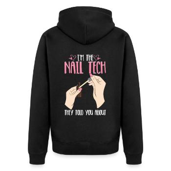 Nail Tech They Told You Nail Technician Nail - Unisex Premium Bio Zip Hoodie - Schwarz - Hinten - Nico (187cm)