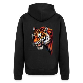 Lustiges Tiger Kunst Tier Natur Wildtier Tiere Zoo - Unisex Premium Bio Zip Hoodie - Schwarz - Hinten - Nico (187cm)