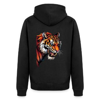 Lustiges Tiger Kunst Tier Natur Wildtier Tiere Zoo - Unisex Premium Bio Zip Hoodie - Schwarz - Hinten - Nico (187cm)