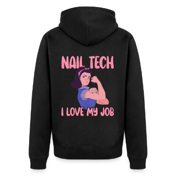 J’adore mon métier de prothésiste ongulaire - Veste à capuche bio Premium Unisexe - noir - Dos - Nico (187cm)