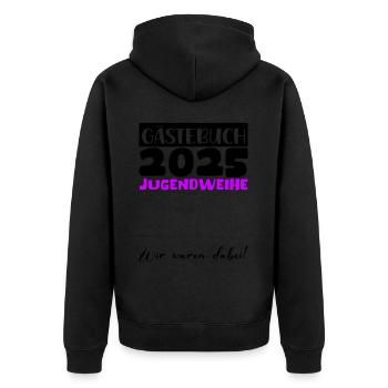Jugendweihe 2025 Gästebuch Geschenk Mädchen Jungen - Unisex Premium Bio Zip Hoodie - Schwarz - Hinten - Nico (187cm)