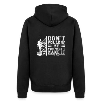 Industrial Climbers Tower Climbers Industrial Climbing - Unisex Premium Organic Zip Hoodie - black - Back - Nico (187cm)