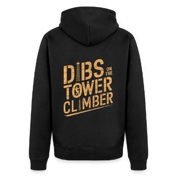 Industriekletterer Tower Climber Industrieklettern - Unisex Premium Bio Zip Hoodie - Schwarz - Hinten - Nico (187cm)
