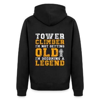 Industriekletterer Tower Climber Industrieklettern - Unisex Premium Bio Zip Hoodie - Schwarz - Hinten - Nico (187cm)