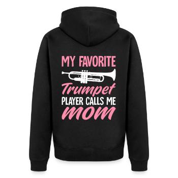 Mein Lieblingstrompeter nennt mich Mama Band - Unisex Premium Bio Zip Hoodie - Schwarz - Hinten - Nico (187cm)