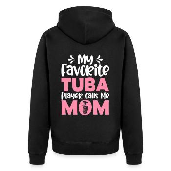 Mein Lieblingstubaspieler nennt mich Mama - Unisex Premium Bio Zip Hoodie - Schwarz - Hinten - Nico (187cm)