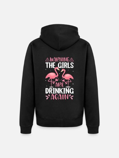 Weintrinkende Trinker Weinglas-Mädchen trinken - Unisex Premium Bio Zip Hoodie - Schwarz