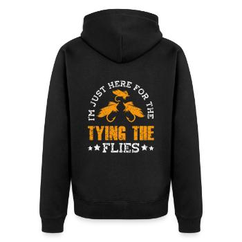 Fly Tying Fly Fishing - Unisex Premium Organic Zip Hoodie - black - Back - Nico (187cm)
