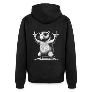 Funny Capybara Heavy Metal Festival Party - Unisex Premium Organic Zip Hoodie - black - Back - Nico (187cm)