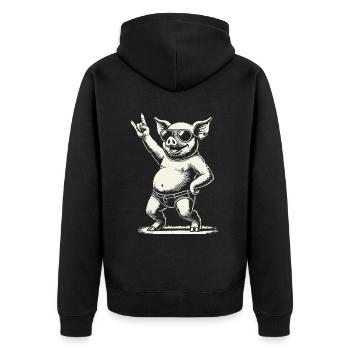 Funny Rock Music Pig Heavy Metal Festival - Unisex Premium Organic Zip Hoodie - black - Back - Nico (187cm)