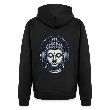 Musique Streetwear Outfit Bouddha - Veste à capuche bio Premium Unisexe - noir - Dos - Nico (187cm)