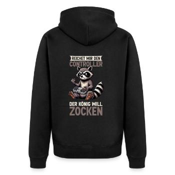Il me tend la manette que le roi veut jouer - Veste à capuche bio Premium Unisexe - noir - Dos - Nico (187cm)