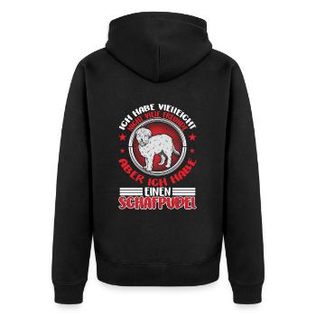 Habe einen Schafpudel Altdeutscher Hütehund - Unisex Premium Bio Zip Hoodie - Schwarz - Hinten - Nico (187cm)