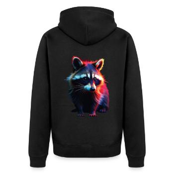 Waschbär Motiv Tier Tierliebhaber Kunst Kunstwerk - Unisex Premium Bio Zip Hoodie - Schwarz - Hinten - Nico (187cm)