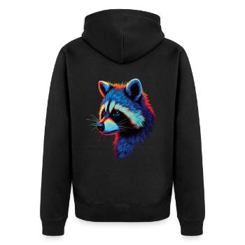 Waschbär Motiv Tier Tierliebhaber Kunst Kunstwerk - Unisex Premium Bio Zip Hoodie - Schwarz - Hinten - Nico (187cm)