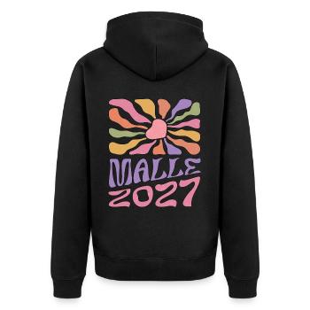 Malle 2027 - Unisex Premium Organic Zip Hoodie - black - Back - Nico (187cm)