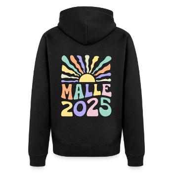 Malle 2025 - Unisex Premium Bio Zip Hoodie - Schwarz - Hinten - Nico (187cm)