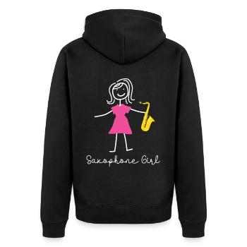 Saxophone Saxophone Girl - Unisex Premium Bio Zip Hoodie - Schwarz - Hinten - Nico (187cm)