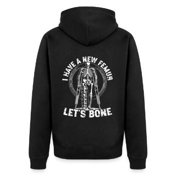 Gebrochener Oberschenkelknochen Gebrochenes Bein - Unisex Premium Bio Zip Hoodie - Schwarz - Hinten - Nico (187cm)