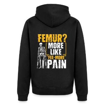 Gebrochener Oberschenkelknochen Gebrochenes Bein - Unisex Premium Bio Zip Hoodie - Schwarz - Hinten - Nico (187cm)