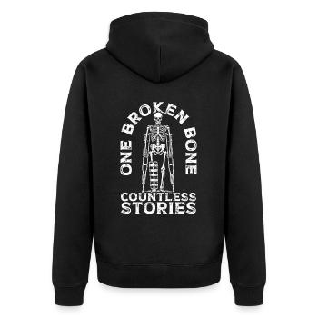 Gebrochener Oberschenkelknochen Gebrochenes Bein - Unisex Premium Bio Zip Hoodie - Schwarz - Hinten - Nico (187cm)