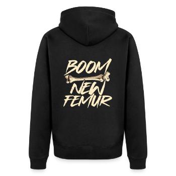 Gebrochener Oberschenkelknochen Gebrochenes Bein - Unisex Premium Bio Zip Hoodie - Schwarz - Hinten - Nico (187cm)