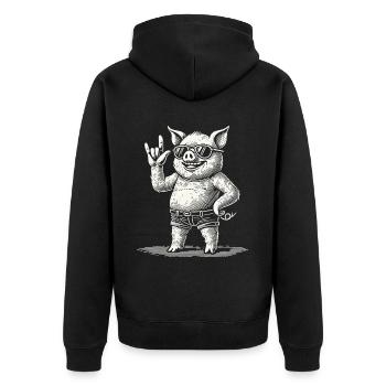 Lustiges Retro Rock Konzert Heavy Metal Festival - Unisex Premium Bio Zip Hoodie - Schwarz - Hinten - Nico (187cm)