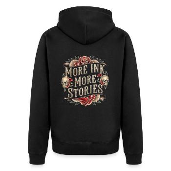 Tattoo Studio Tattoo Artist Tattoo Ideen - Unisex Premium Bio Zip Hoodie - Schwarz - Hinten - Nico (187cm)
