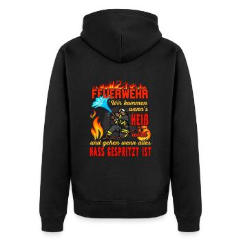 Firefighter Saying Deployment Funny Fire Brigade - Unisex Premium Organic Zip Hoodie - black - Back - Nico (187cm)