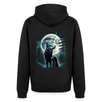 Wolf Lover Wild Animal Art Wolf Colorful Animal - Unisex Premium Organic Zip Hoodie - black - Back - Nico (187cm)
