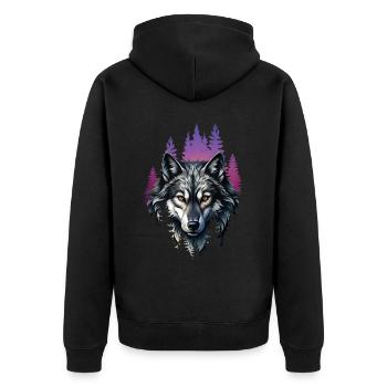 Wolf Lover Wild Animal Art Wolf Colorful Animal - Unisex Premium Organic Zip Hoodie - black - Back - Nico (187cm)