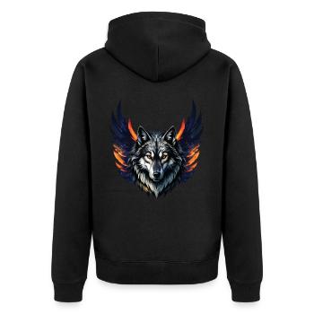 Wolf Lover Wild Animal Art Wolf Colorful Animal - Unisex Premium Organic Zip Hoodie - black - Back - Nico (187cm)
