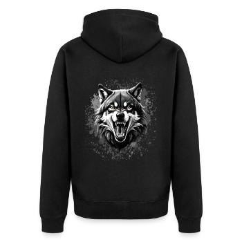Wolf Lover Wild Animal Art Wolf Colorful Animal - Unisex Premium Organic Zip Hoodie - black - Back - Nico (187cm)