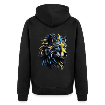 Wolf Lover Wild Animal Art Wolf Colorful Animal - Unisex Premium Organic Zip Hoodie - black - Back - Nico (187cm)