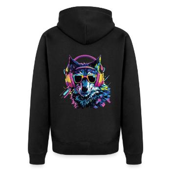 Wolf Lover Wild Animal Art Wolf Colorful Animal - Unisex Premium Organic Zip Hoodie - black - Back - Nico (187cm)
