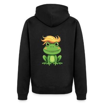 I know where the frog has the curls funny hair - Unisex Premium Organic Zip Hoodie - black - Back - Nico (187cm)