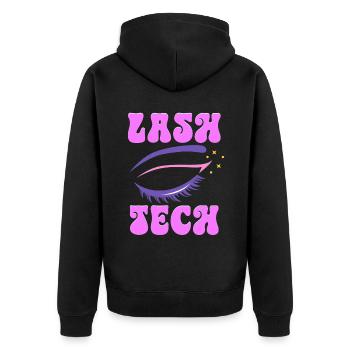 Wimpernkünstlerin Wimpernliebhaberin Lash Tech - Unisex Premium Bio Zip Hoodie - Schwarz - Hinten - Nico (187cm)