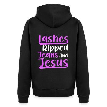 Eyelash Artist Eyelash Lover Eyelashes - Unisex Premium Organic Zip Hoodie - black - Back - Nico (187cm)